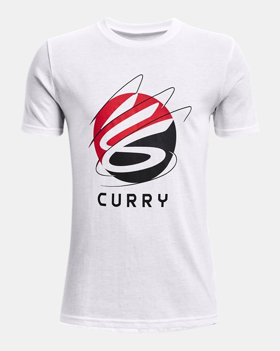 Boys' Curry Logo Short Sleeve, White, pdpMainDesktop image number 0